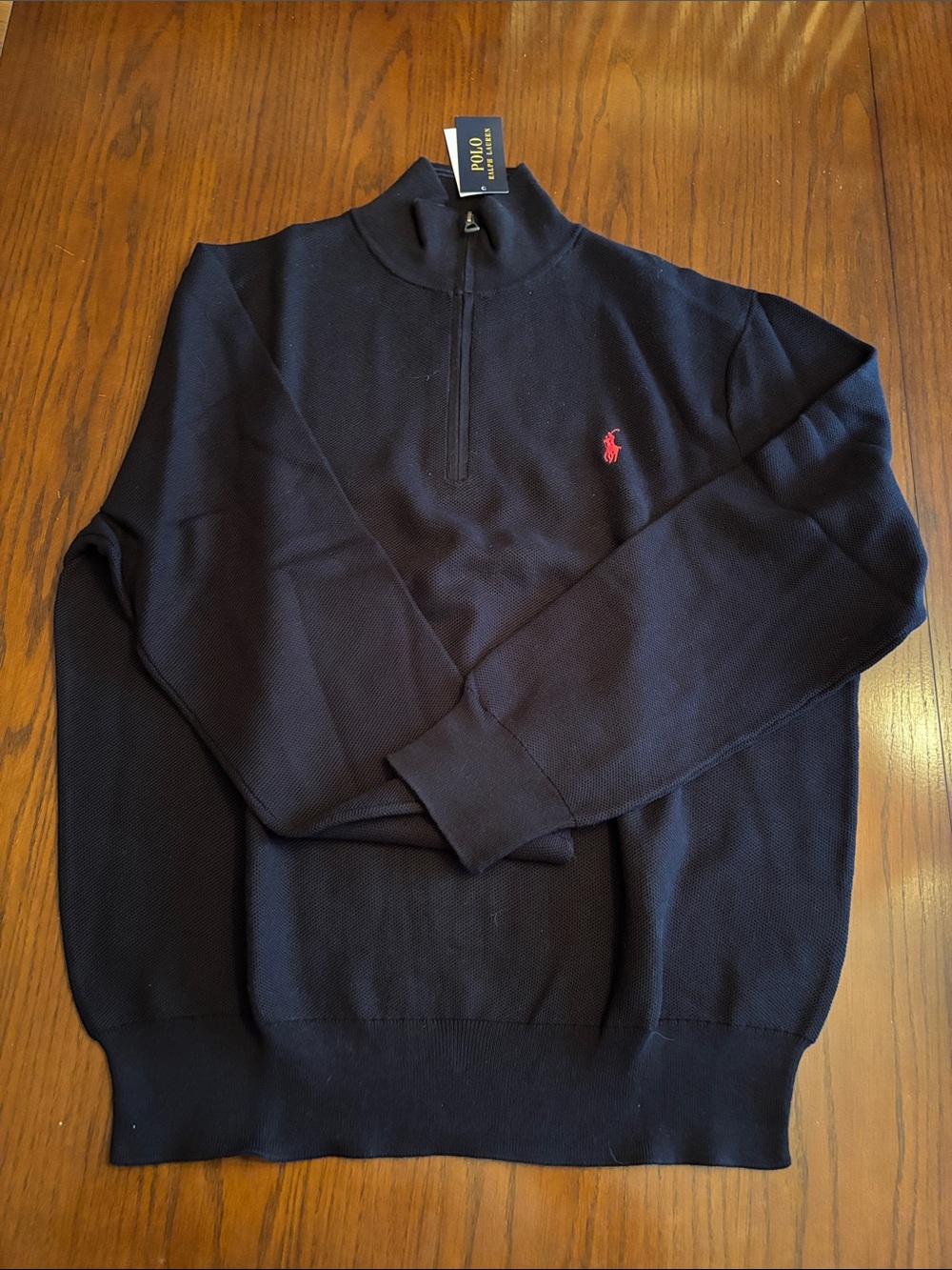 Polo by Ralph Lauren Navy Half-Zip Sweater with Red Pony